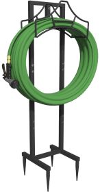 Garbuildman Garden Hose Holder With 4 Spikes, Freestanding Metal Hose Stand for Outdoor Garden, Detachable Hose Storage Rack for Lawn & Yard