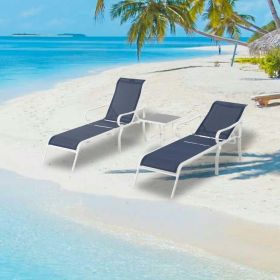 3 Pack Patio Lounge Chair, Outdoor Chaise Lounge with 5 Adjustable Backrest, Sturdy Steel Frame, Sunbathing Recliner, Beach Chair
