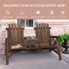Wood Patio Chair Bench with Center Coffee Table/Garden chairs/courtyard chairs