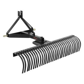 VEVOR Pull-Behind Thatch Remover, 60" Width, Equipped with 32 Durable Steel Prongs, Tractor-Compatible 3-Point Hitch Garden Rake
