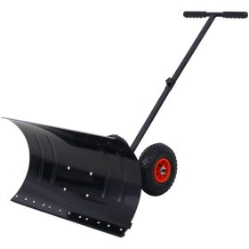 Outdoor T-Handle Snow Shovel with Wheels (Color: As pic show, type: Style D)